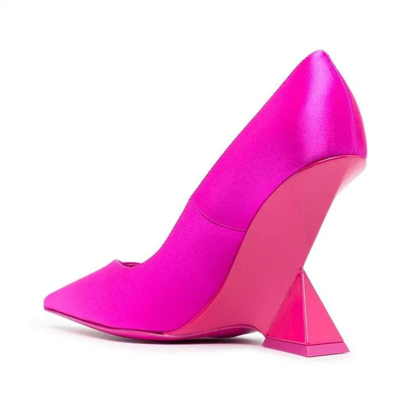 2023 New Style Strange Heels Women's Sandals Solid Color Pointed Toe High Heels Female Shoes Patent leather Shallow Ladies Pumps