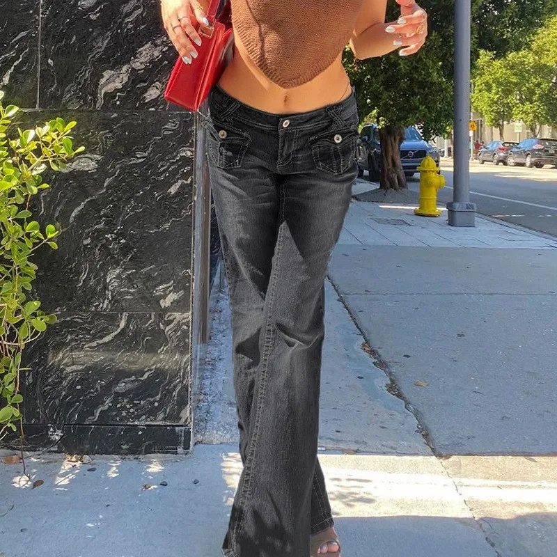 2023 European And American Spring, Summer And Autumn Women's Clothing Fashion Retro Old Fashion Fashion Hot Girl Low Waist Pocke