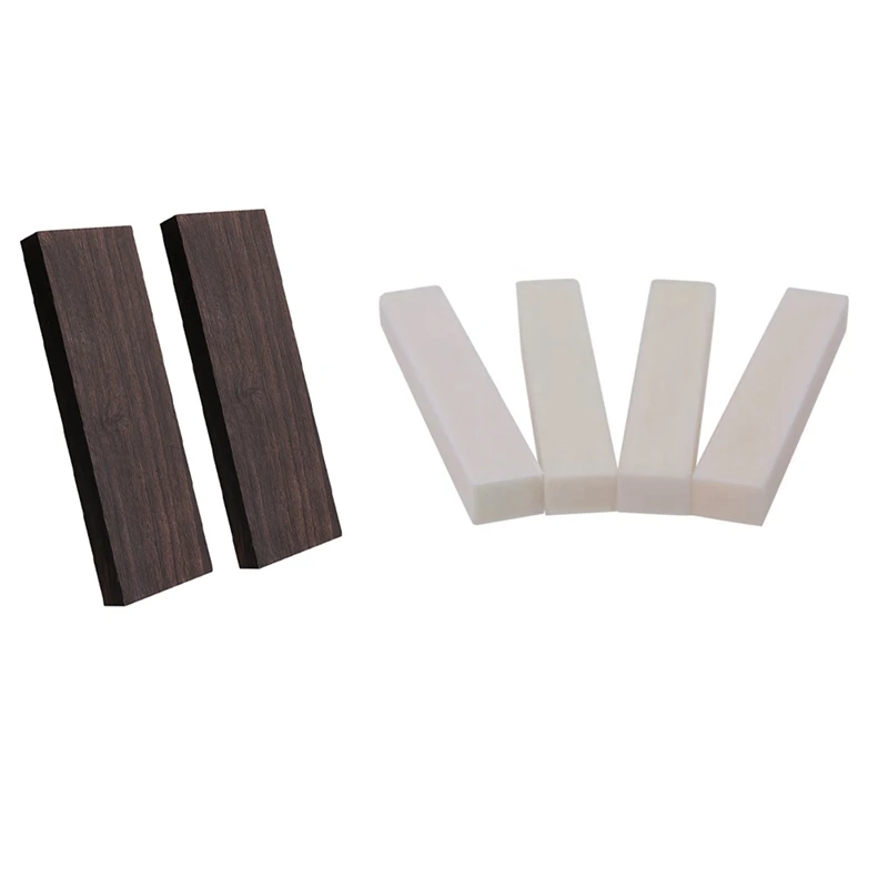 

4Pcs Bone Material DIY Unslotted Nut With 2Pcs Black Ebony Lumber Wood Timber Handle Plate