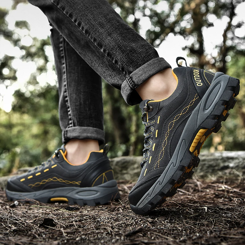 JIEMIAO High Quality Men Hiking Shoes Autumn Winter New Non-slip Mountain Climbing Sneakers Outdoor Camping Shoes Trekking Shoes