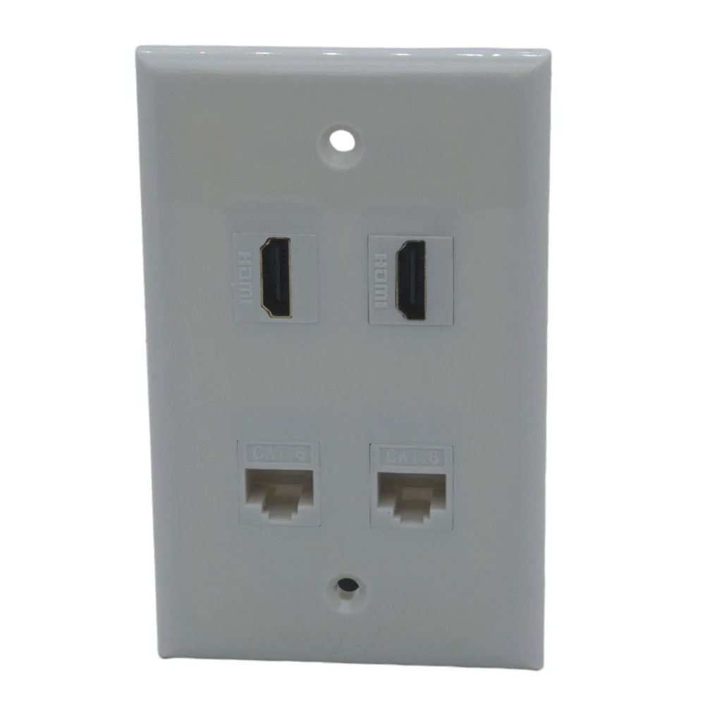

Almond Color 1 Gang 2 Ports HDMI 2 Ports CAT6 RJ45 Female To Female Wall Plate