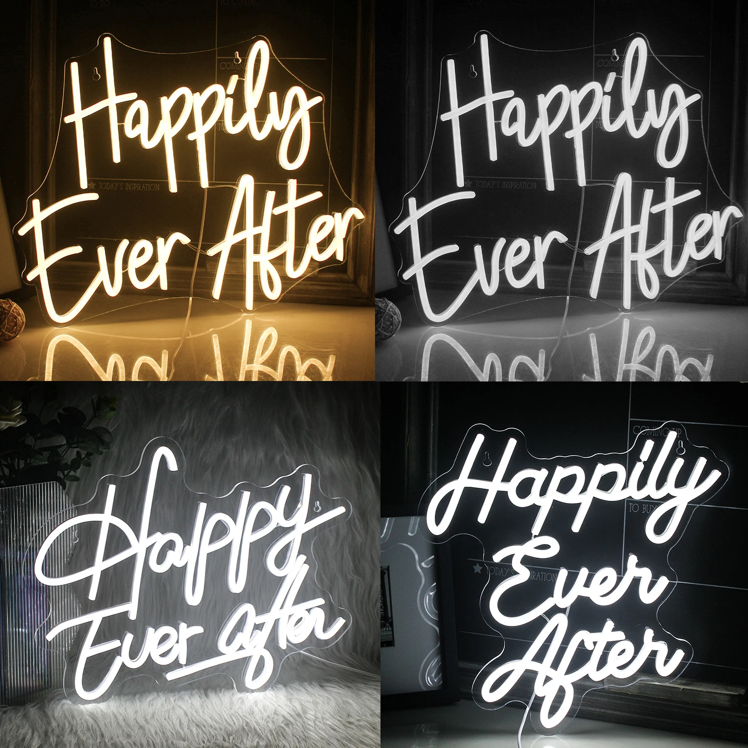 Aesthetics Happily Ever After Led Neon Sign  Ight Letter Wedding Happy Birthday Party Aesthetic Room Wall Decoration