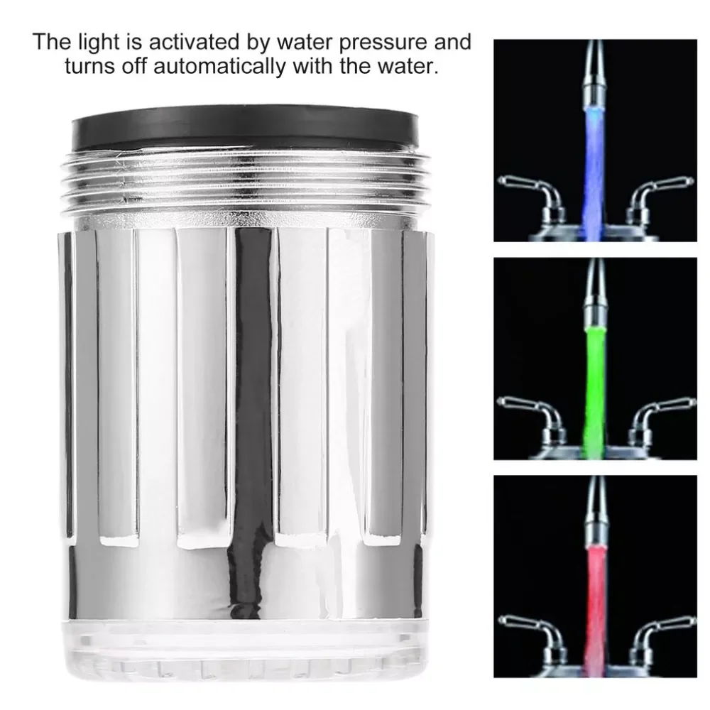 

LED Water Faucet Light 7 Colors Changing waterfall Glow Shower Stream Tap universal adapter Kitchen Bathroom Accessories