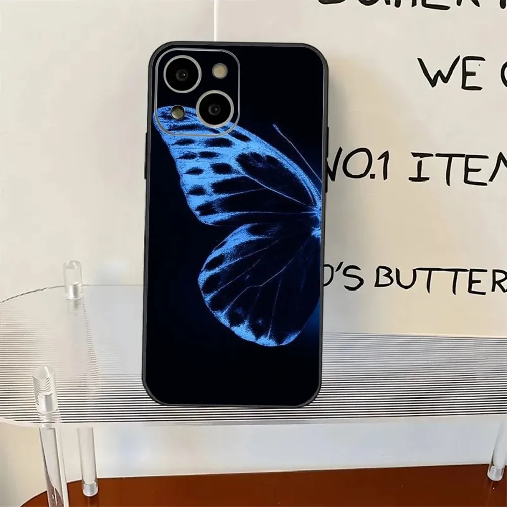 Красивый чехол для телефона с синей бабочкой iPhone 11 12 13 14 15 XS XR X Mini Pro Max Plus Shell