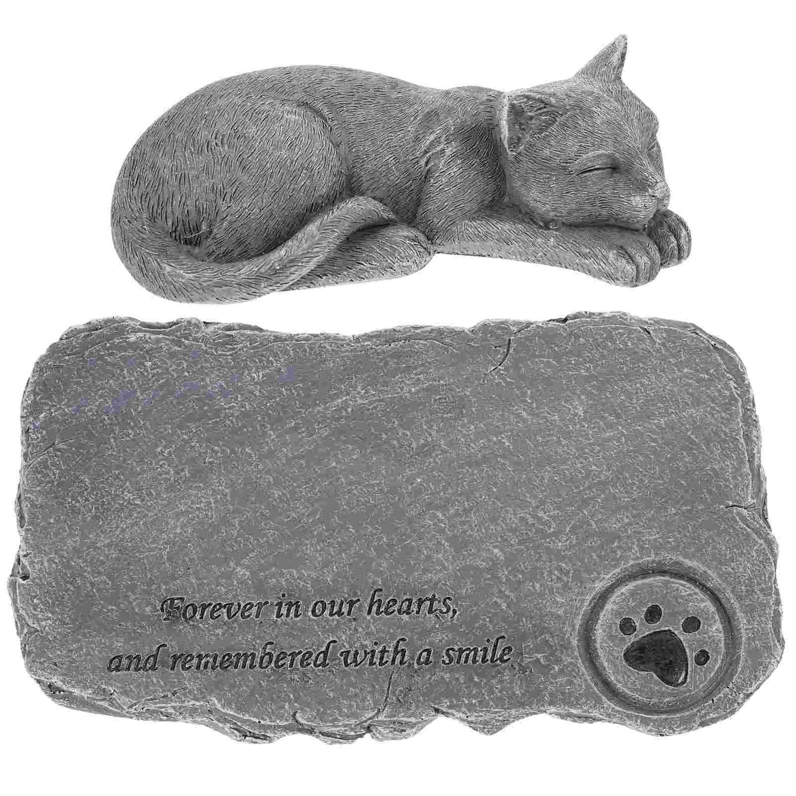 

Kitten Dog Ornament Cat Tombstone Statue Resin Memorial Garden Stones Outdoor Pet Figurine Gift Tribute Decorations