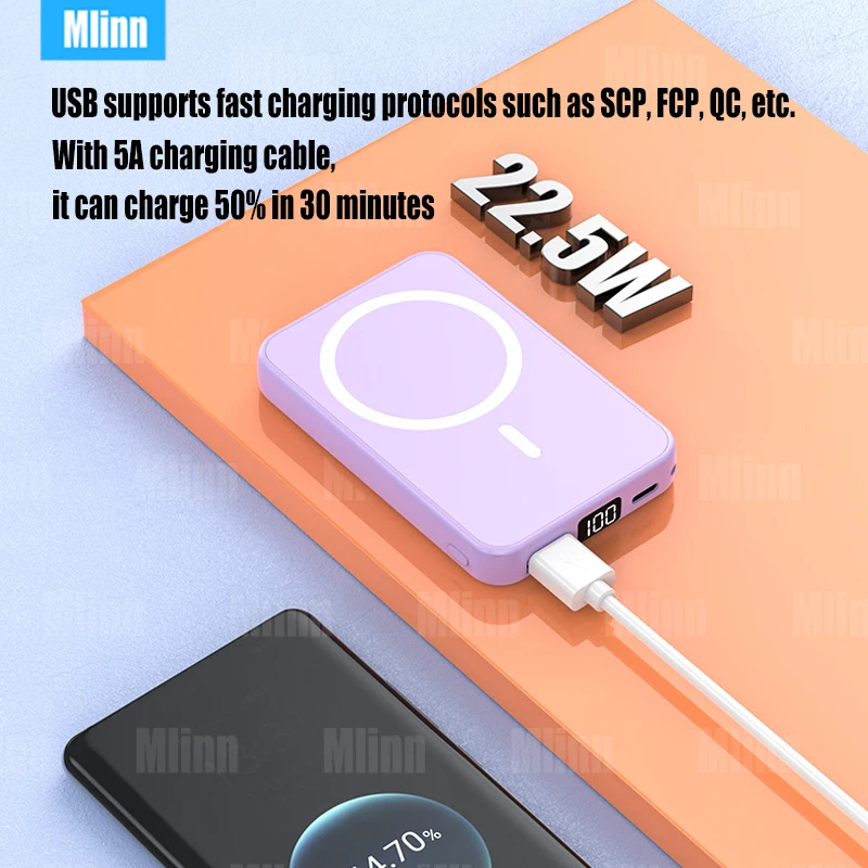 10000mAh Magnetic Wireless Power Bank For MagSafe Powerbank 20W Safe Portable External Spare Battery For MacSafe iPhone 14 13 12