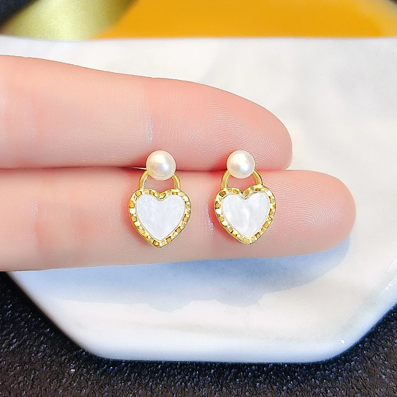 Women's Imitation Shell Heart Pendant Earrings Accessories for Women Luxury Quality Jewelry Drop Earrings Cute Aesthetic New in