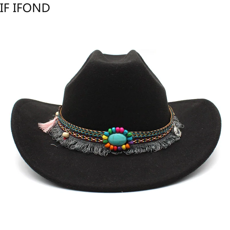 

High Quality Men's Western Cowboy Hat New Curved Brim Gentleman Jazz Cowgirl Cap Vintage Cloche Church Hats Sombrero Hombre