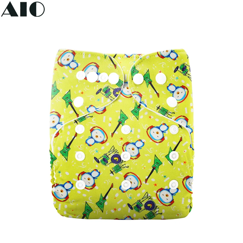 

[AIO] Baby Nappy Stay-dry Kawaii Penguin Guitar Print Eco Cloth Diaper Waterproof Prevent Leakage Infant Training Pant Adjustabl