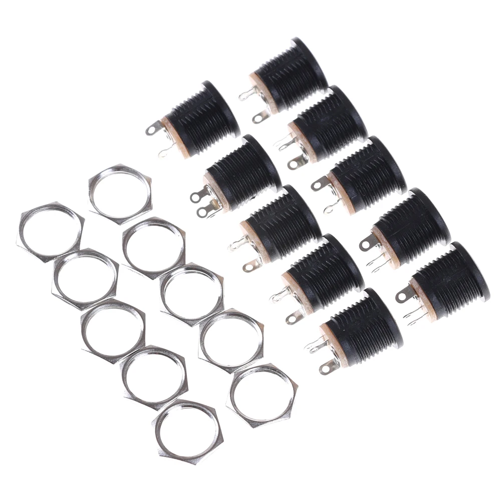 

5.5*2.1mm 10Pcs for DC022 DC Power Supply Jack Socket Female Panel Mount Connector 5.5mm 2.1mm Plug Adapter