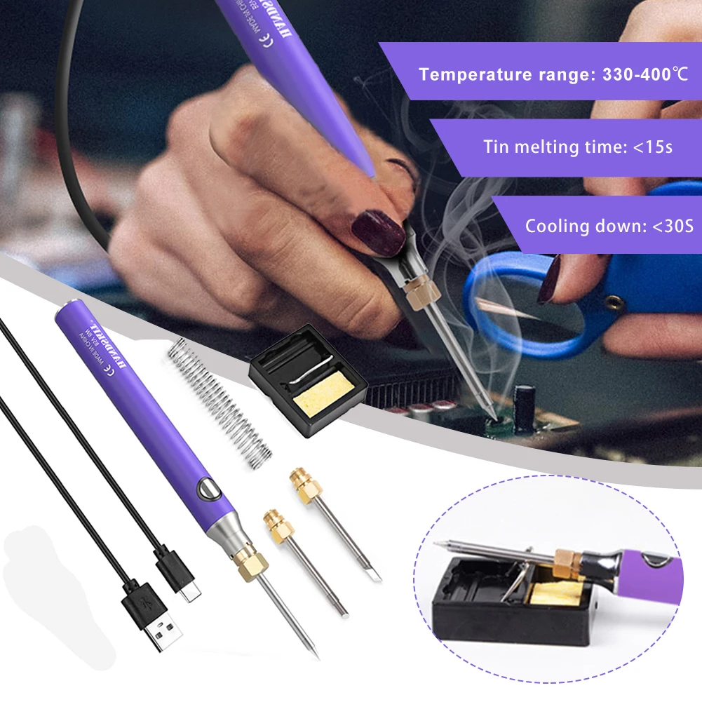 

8W Wireless Electric Soldering Iron Adjustable Temperature Portable Soldering Iron Kit USB Rechargeable Home Welding Repair Tool
