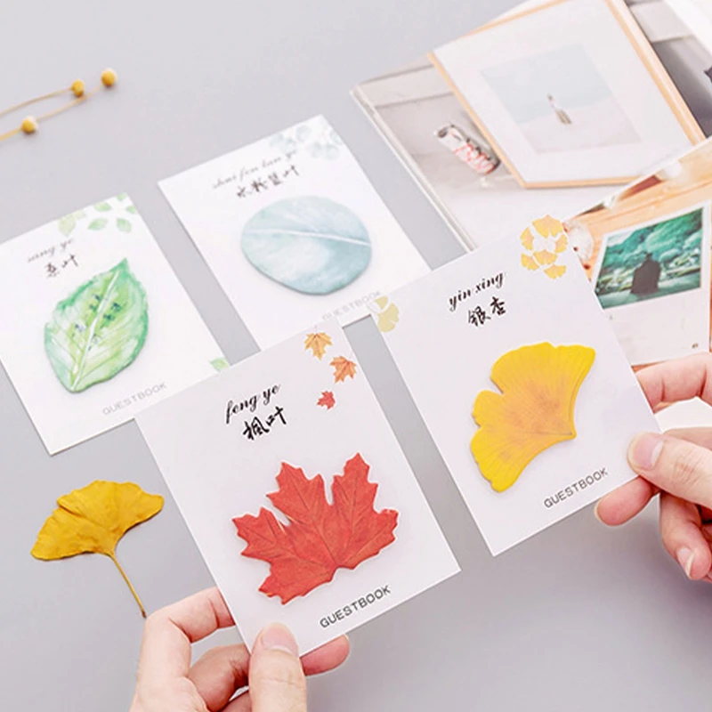 

30 Sheets/pad Self-stick Notes Fallen Leaves Notes Schedule Self Adhesive Memo Pad Sticky Notes Bookmark Planner Stickers