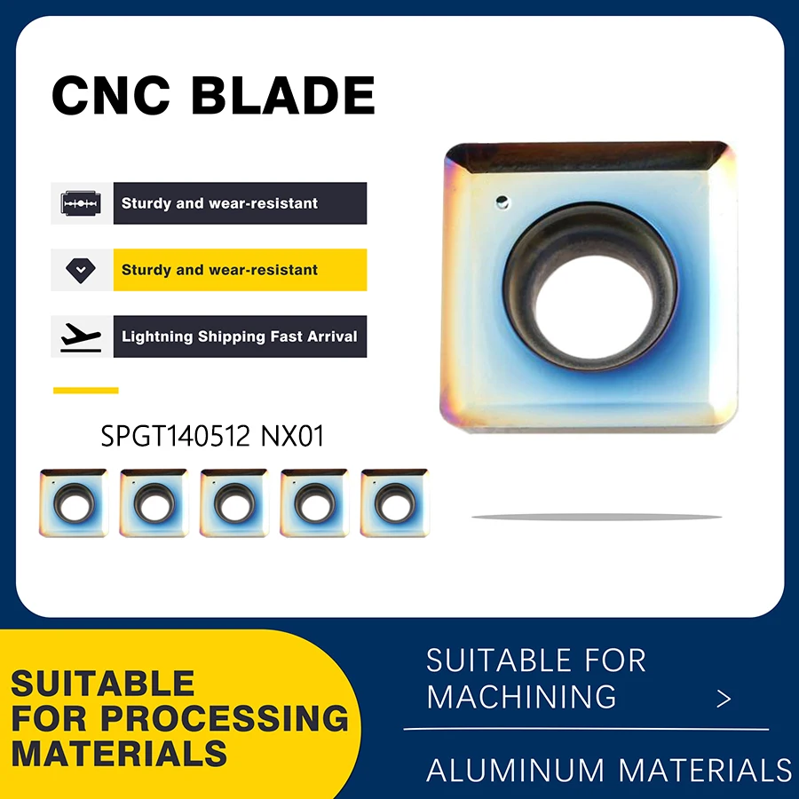 

Color Aluminum High-gloss U-drill Blades SPGT050204 SPGT060204 SPGT07T304 SPGT090408 SPGT110408 SPGT140512 NX01 CNC Lathe Cutter