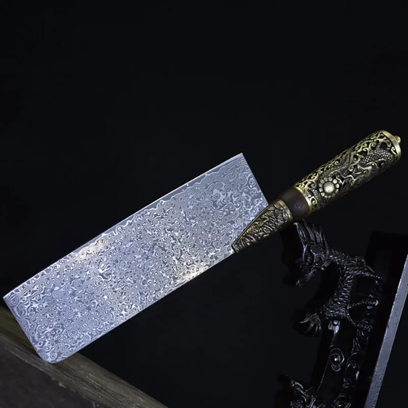 

Дамасский нож Longquan, 67 слоев, дамасская сталь VG10, 7,5 дюйма, острый нож для нарезки, накири, кухонный нож из меди