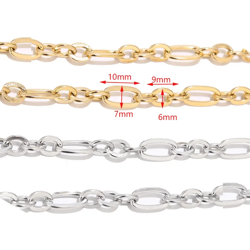 1 м нержавеющая сталь ручной работы Rolo кабельные цепи золото плоская проволока