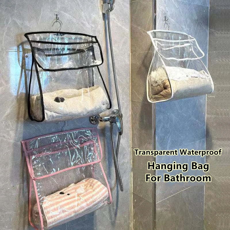 

Waterproof Wall Mounted Storage Bag Bathroom Clothing Hanging Bag Toilet Towel Rack Travel Washbag Door Back Storage Organizer