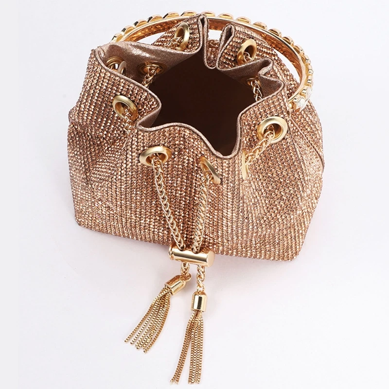 Handbag Diamonds Evening Bag with Ring Handle Shoulder Bag for Street Shooting