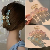 ruoshui korean gradient flower hair claw woman plastic hair clips girls hair accessories hairpins headwear barrettes