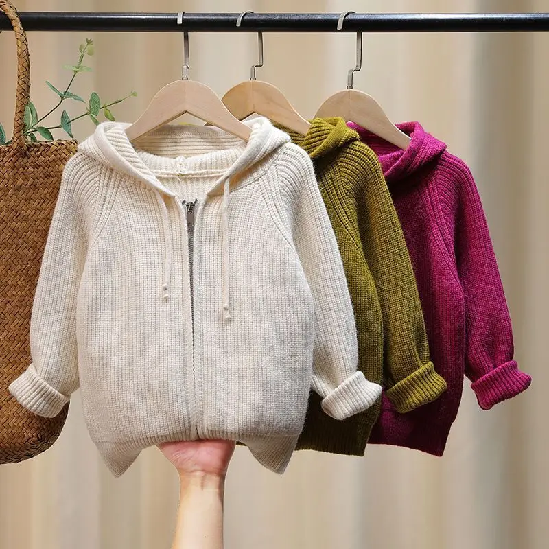 

Детские вязаные свитера для мальчиков и девочек, Новое поступление 2022, Детский Повседневный Свободный кардиган, осенне-зимний хлопковый св...