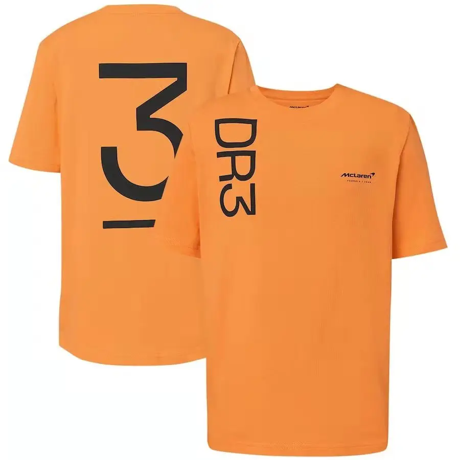 

Summer F1 Formula One McLaren Team Norris Ricardo DR3 Royal Blue Short Sleeve Men's and Women's Racing T-shirt Fashion Trend Top