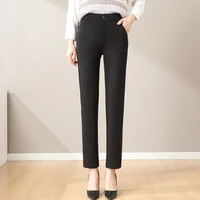 2022 spring and autumn new korean slim formal dress high end work black suit pants womens straight tube high waist trousers