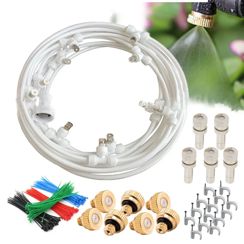 

6/9/12/15/18m Outdoor Cooling Automatic Watering System High Quality Garden Nebulizer Terrace Greenhouse Fan Misting Sprayer Kit