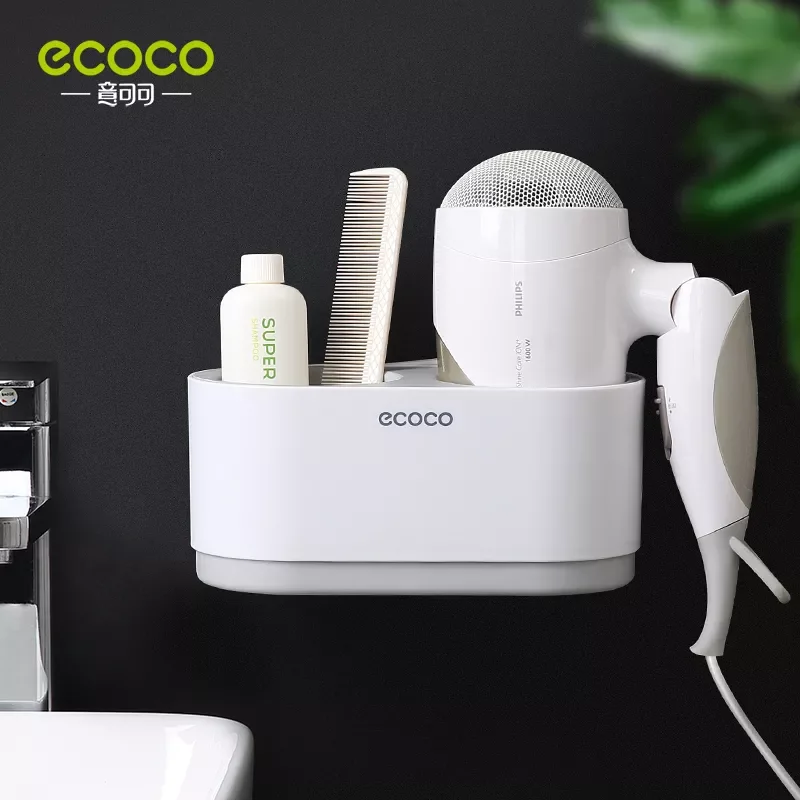 

2023 ECOCO Hair Dryer Holder Storage Box Curling Iron Shelf For Bathroom Organizer Storage Rack Bathroom Accessories Set Home Ba