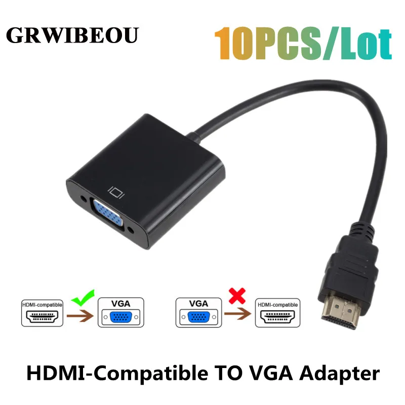 10 шт. 1080P HDMI-совместимый к VGA Кабель преобразователь HD папа мама адаптер цифровой