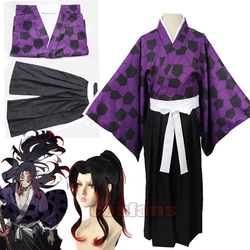 

Кимоно для косплея из аниме «рассекающий демонов», Униформа с принтом «No Yaiba Kokushibo», костюм на Хэллоуин, карнавал, вечеринку
