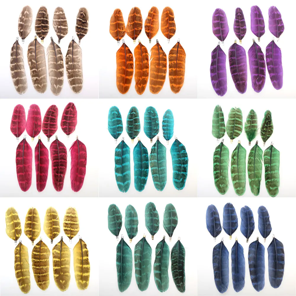 

8psc/Lot Four Color Clips 70/90MM Color Black Dot Natural Feather Tassel Pendant DIY Necklace Earrings for Making Jewelry