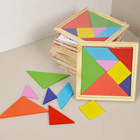 Деревянные головоломки Танграм, набор из 10 штук