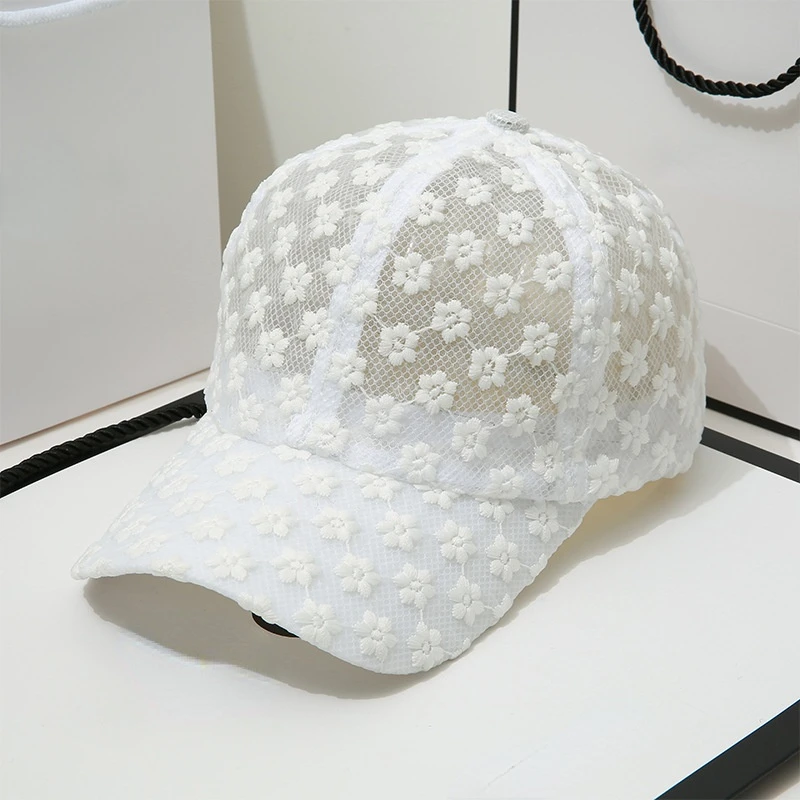 

Women's Hat Lace Flower Embroidered Baseball Caps Snapback Breathable Mesh Cap Gorras Summer Hat for Women Casquette Sun Hat
