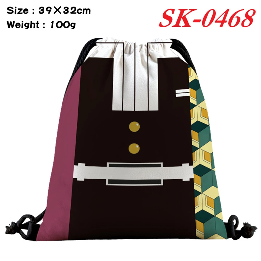 

Demon Slayer Kimetsu no Yaiba Drawstring Bags Canvas Backpack Unisex Cosmetic Storage Bag Casual Shoes Pouch Cartoon Beachbag