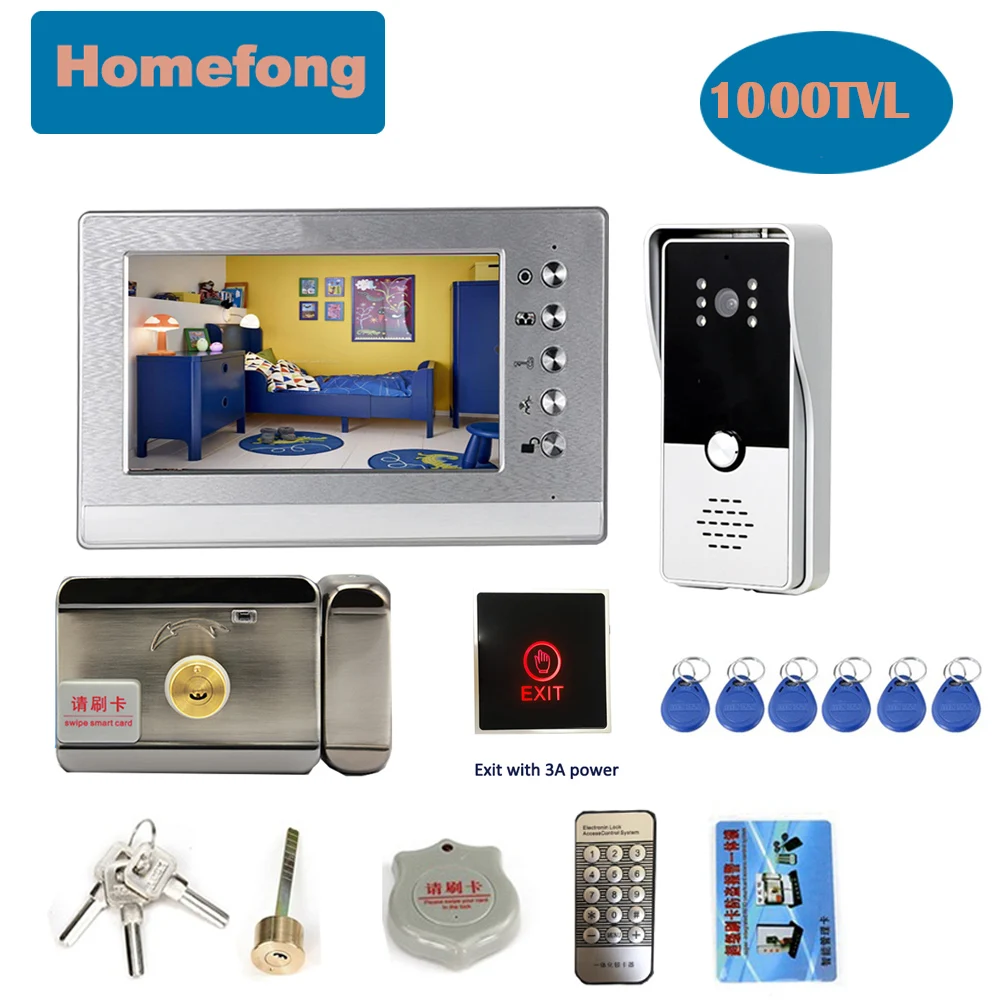 Dragonsvie  Video Intercom With Lock 7 Inch Waterproof Doorbell Camera  Video Door Phone Door Access Control System Unlock Night