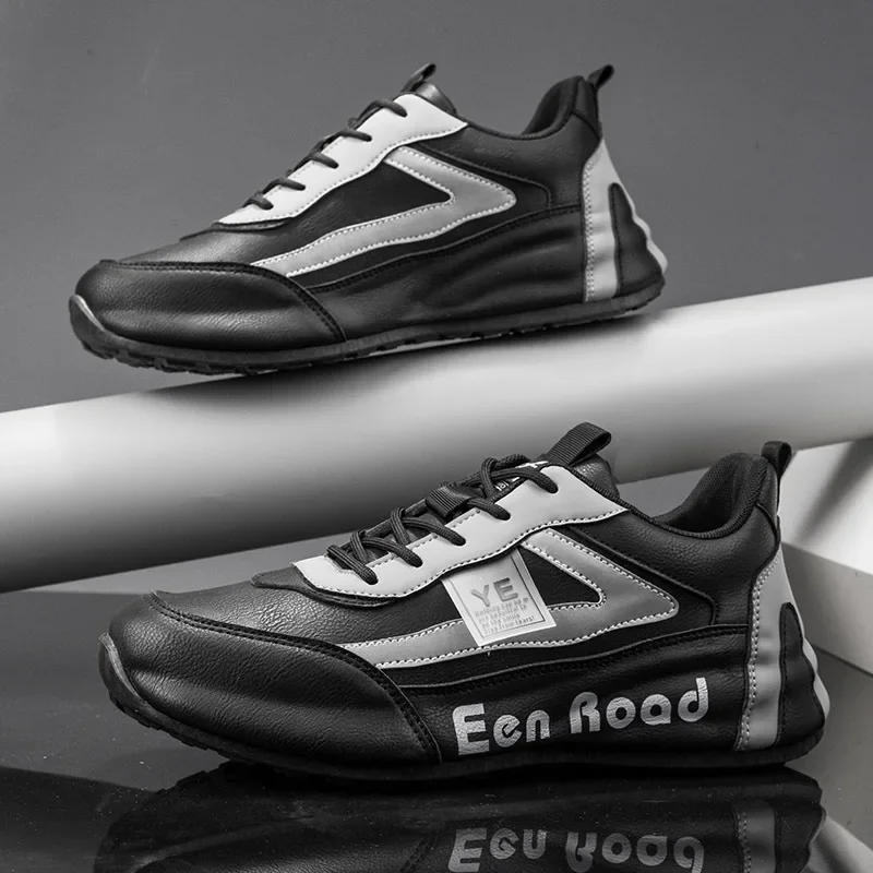 Туфли мужские кожаные для тенниса роскошные повседневные холщовые лоферы легкая