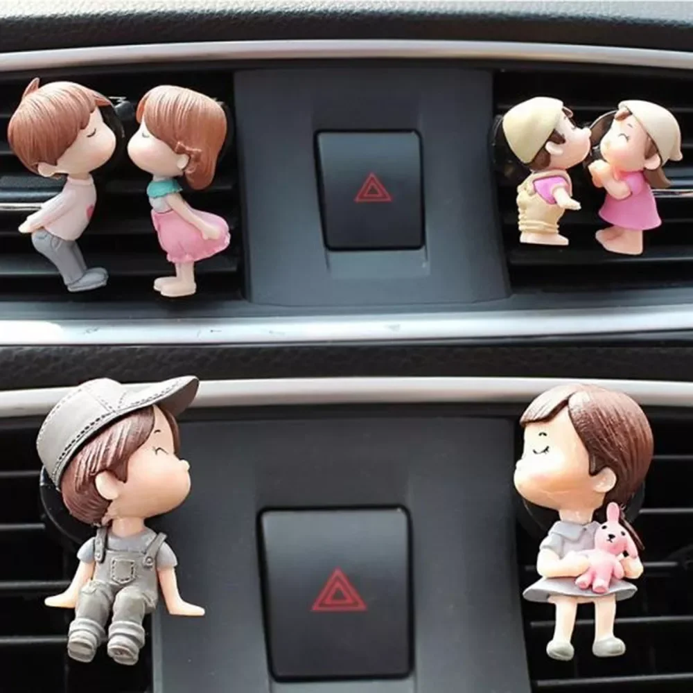 

Brandnew Cute Car Accessories Interior Lovely Couple Girl Boy Car Air Vent Freshener Oil Perfume Clip Scent Aroma-Diffuser Decor