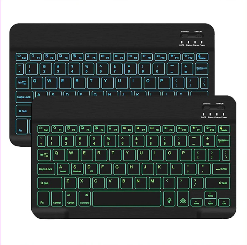 

Мобильный телефон Беспроводная клавиатура для Android IOS Windows Bluetooth-совместимая клавиатура с цветной подсветкой Teclado для планшета iPad