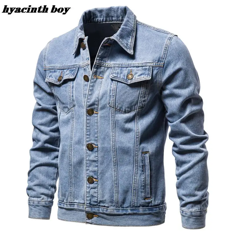 

Джинсовая куртка мужская оверсайз, модная мотоциклетная джинсовая куртка, повседневная хлопковая верхняя одежда, черный синий цвет
