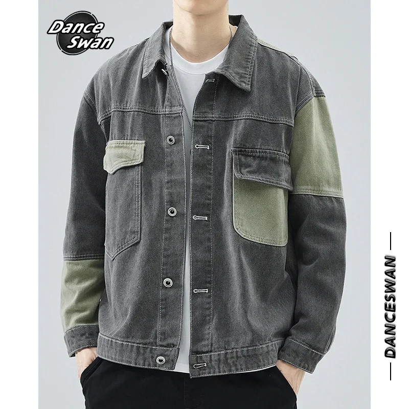 Осенняя новая модная брендовая мужская джинсовая куртка свободного покроя в