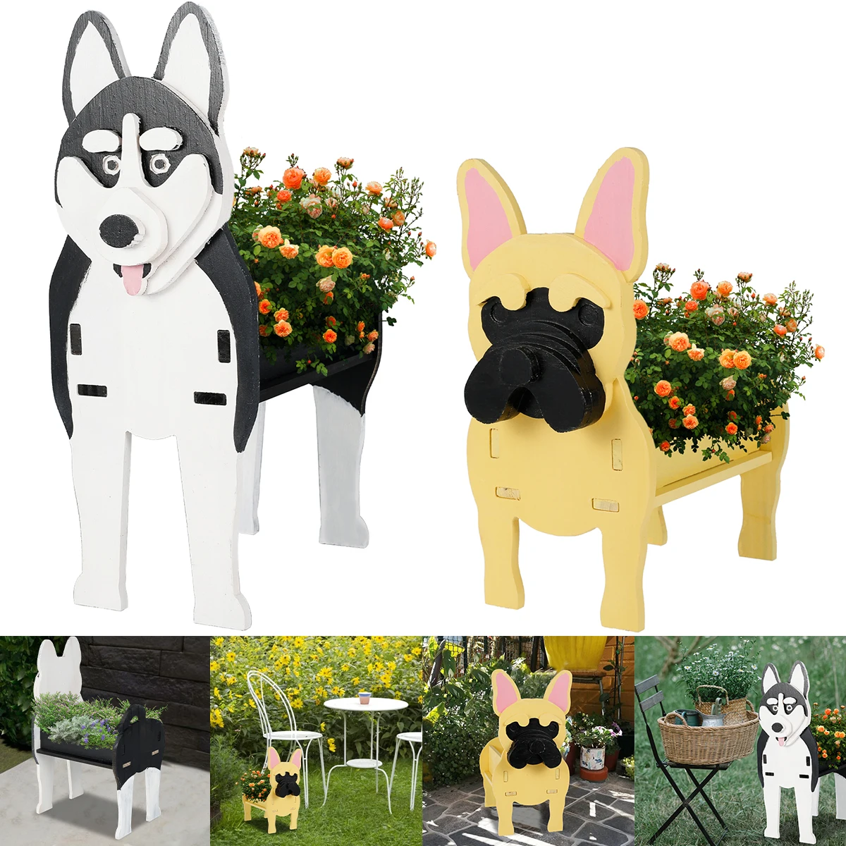 

Dog Shaped Plant Pot Wooden Animal Planter Cactus Succulent Planter Cute Animal Flower Pot Plant Container for Outdoor