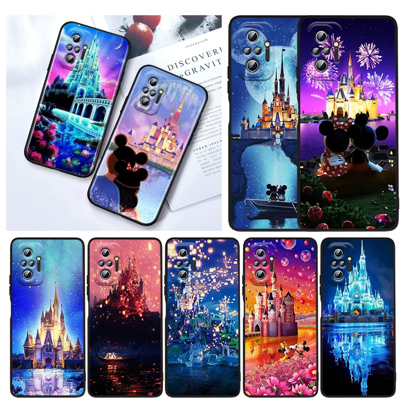 

Disney Cartoon Park Castle Case For Xiaomi Redmi Note 11E 11S 11 11T 10 10S 9 9T 9S 8 8T Pro 5G 7 5 Black Silicone Phone Cover