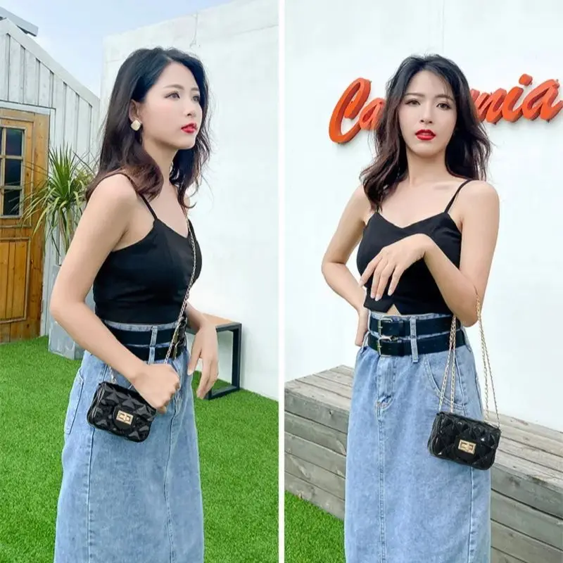 Легкая сумка-кошелек через плечо для женщин маленькие черные модные дамские