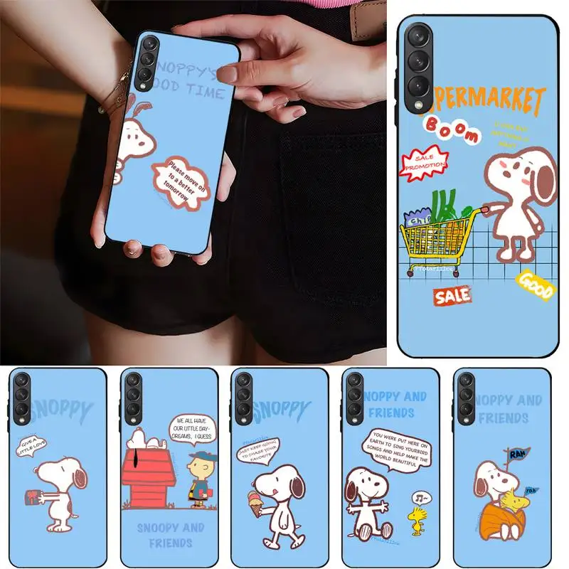 

BANDAI Snoopy Phone Case Black Soft Silicone For Huawei P30 P20 Pro P40 Mate 20 Lite P Smart Z Y5 Y6 Y7 2019 Funda Shell Cover