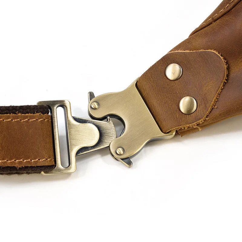 Simple crazy horse cowhide men's small chest bag retro natural genuine leather multifunctional cross-body bag casual waist pack