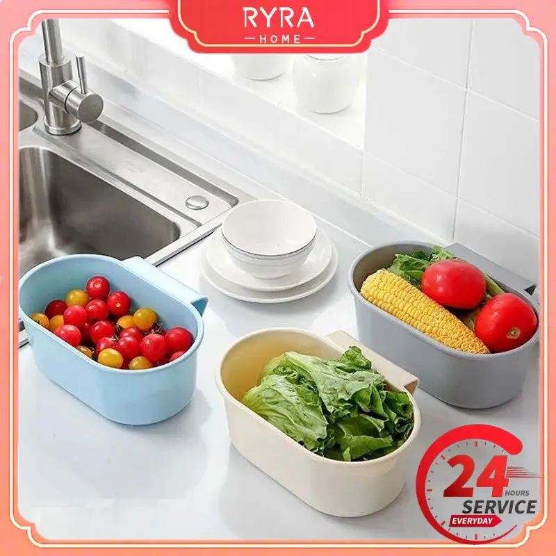 

Multifunctional Kitchen Sink Strainer Fruit Vegetable Drainer Basket Sink Waste Filter Basket Sponge Holder Storage Rack Shelf