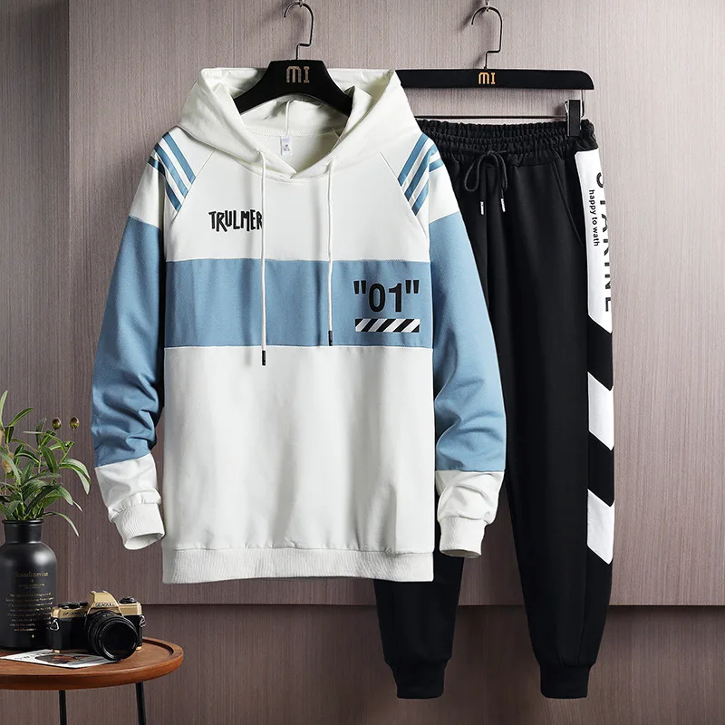 

Autumn and winter new men's pullover hooded sweater suit teen students Korean version fashion casual sports top trend