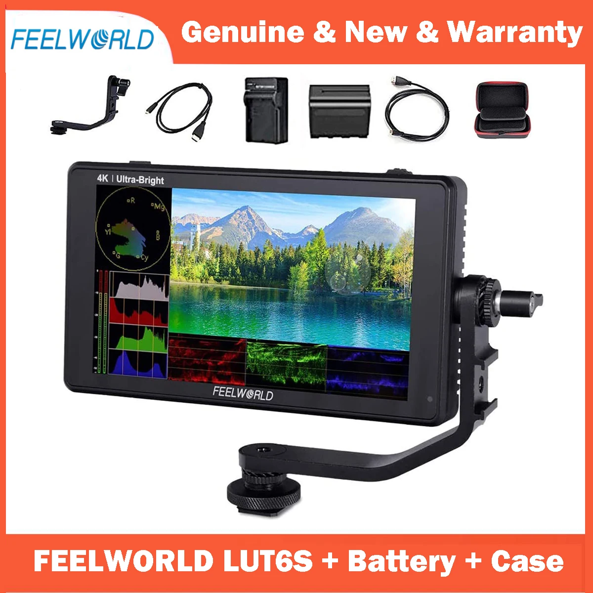 

FEELWORLD LUT6S 6 Inch SDI 2600nits HDR 3D LUT Touch Screen DSLR Camera Field Monitor with Waveform VectorScope Histogram 3G-SDI