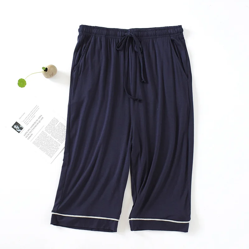 Plus Size Summer Men's Modal Sleeping Pants Elastic Loose Sleep Trousers Mens Drawstring Sleep Bottoms Sleepwear Pyjama Homewear