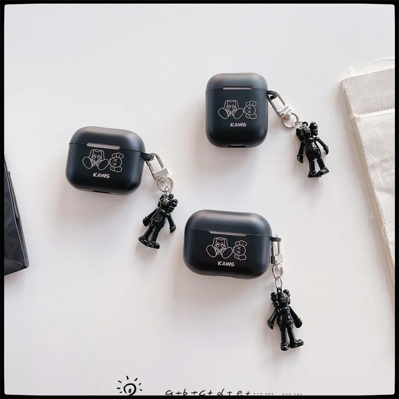 

Black Frosted Cartoon Pendant 2021 AirPods 3 Case Apple AirPods 2 Case Cover AirPods Pro Case IPhone Earbuds Accessories AirPods