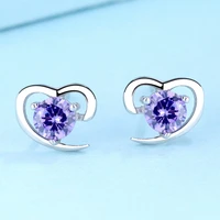 stylish and simple temperament with bricked heart stud earrings sweet and versatile silver ear jewelry